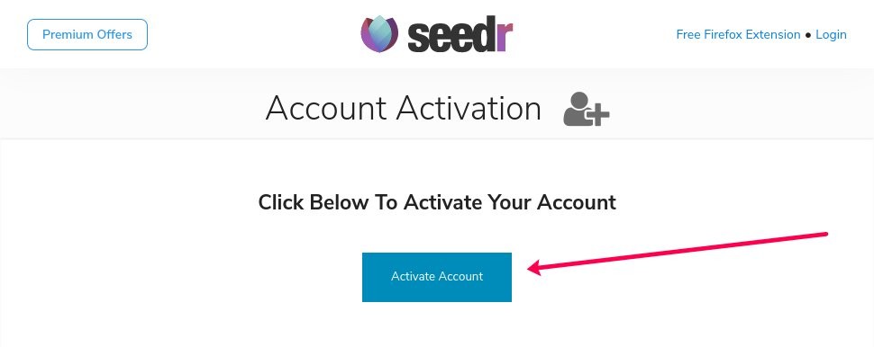 Seedr site activate button